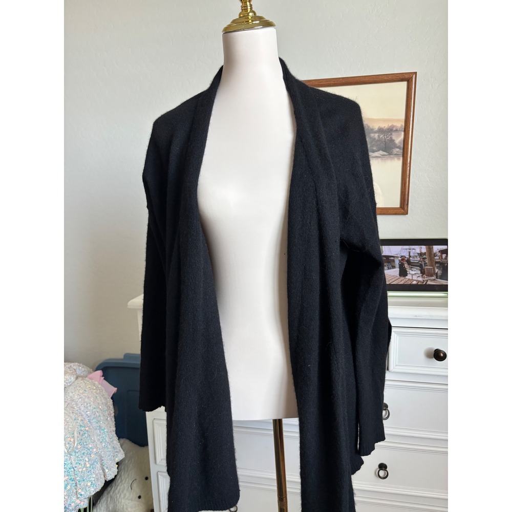 Cashmere Cardigan Black Saks Fifth Avenue Open Front Longline Sweater XS